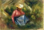 Ренуар Сидящая девушка в шляпе 1900г